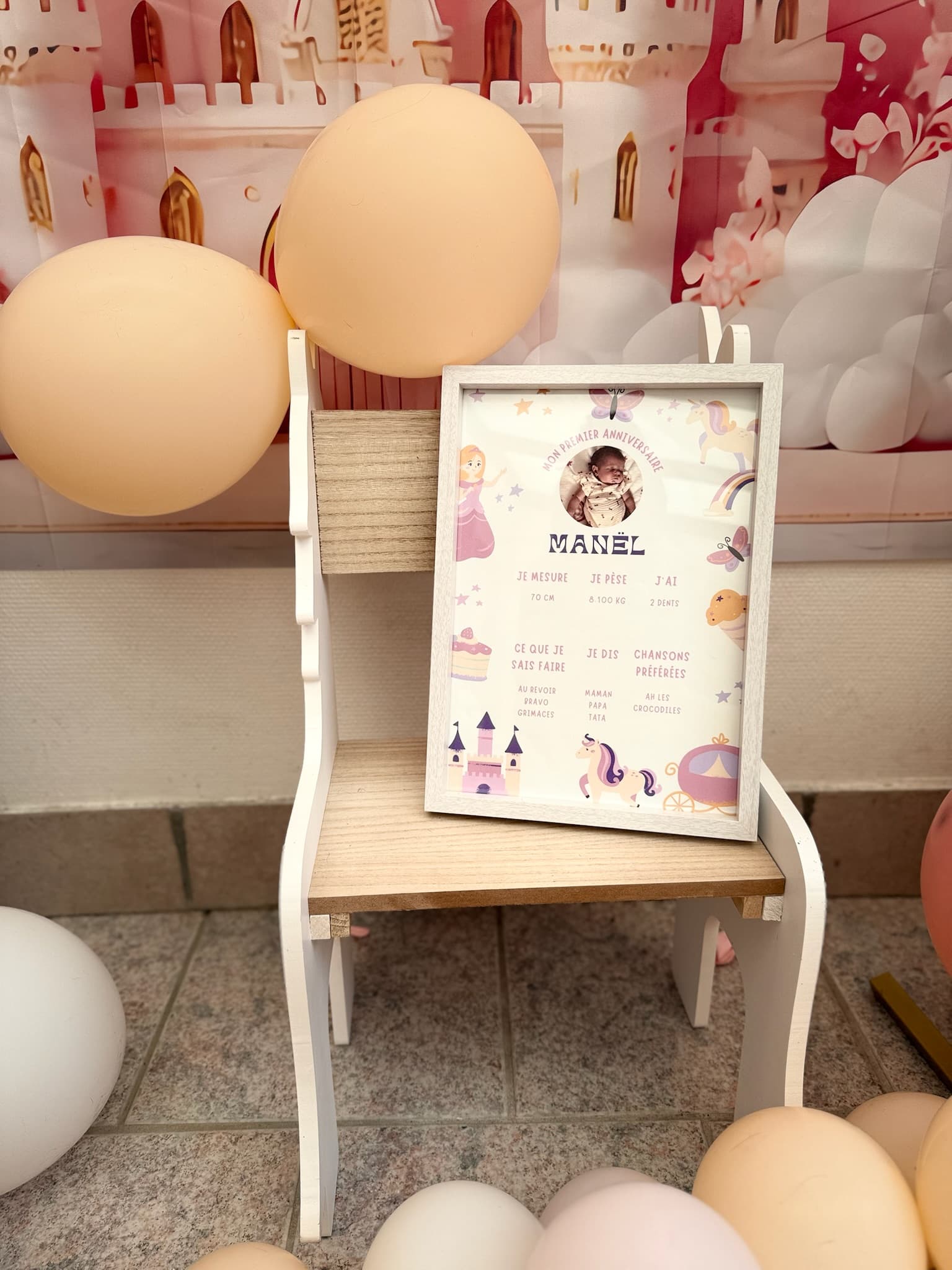 🎂 Affiches « Mon premier anniversaire » - Thème princesse 👑