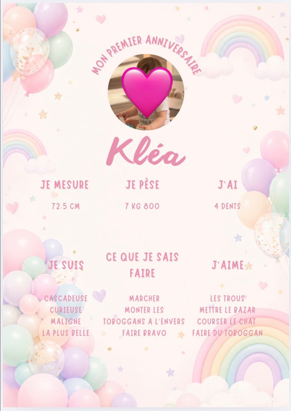 🎂 Affiches « Mon premier anniversaire » - Thème pastel 🌈